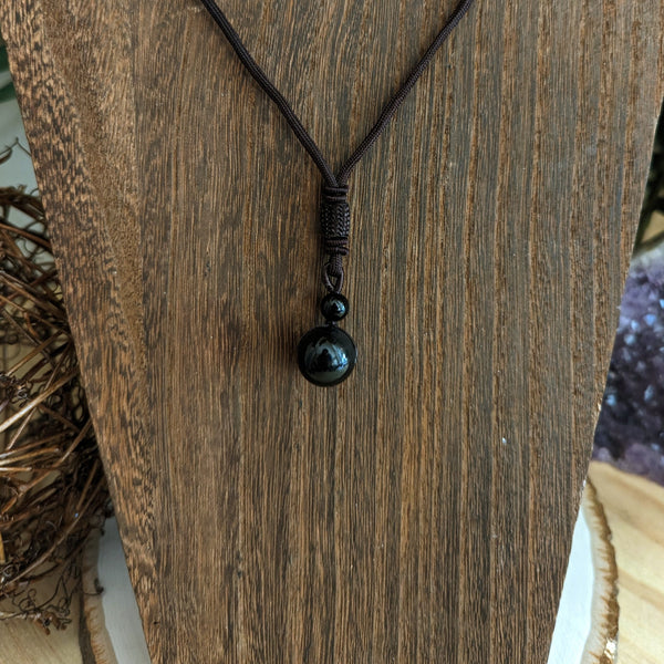 Single Bead Necklace - Obsidian