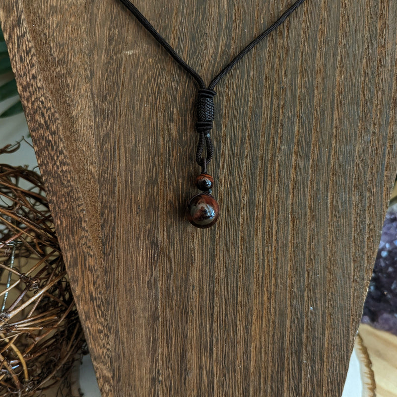 Single Bead Necklace - Red Tiger's Eye