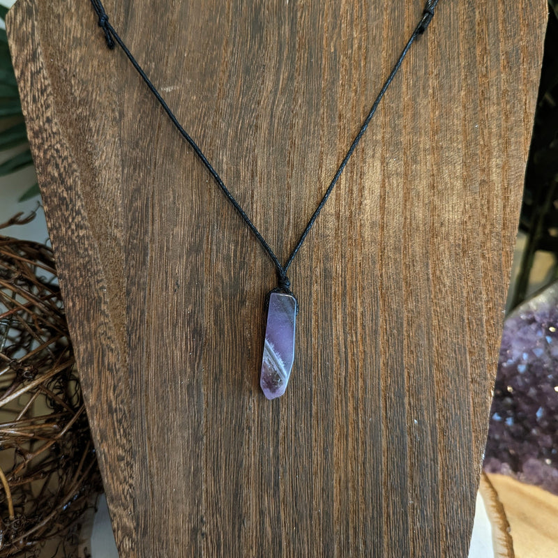 Crystal Bar Necklace - Amethyst