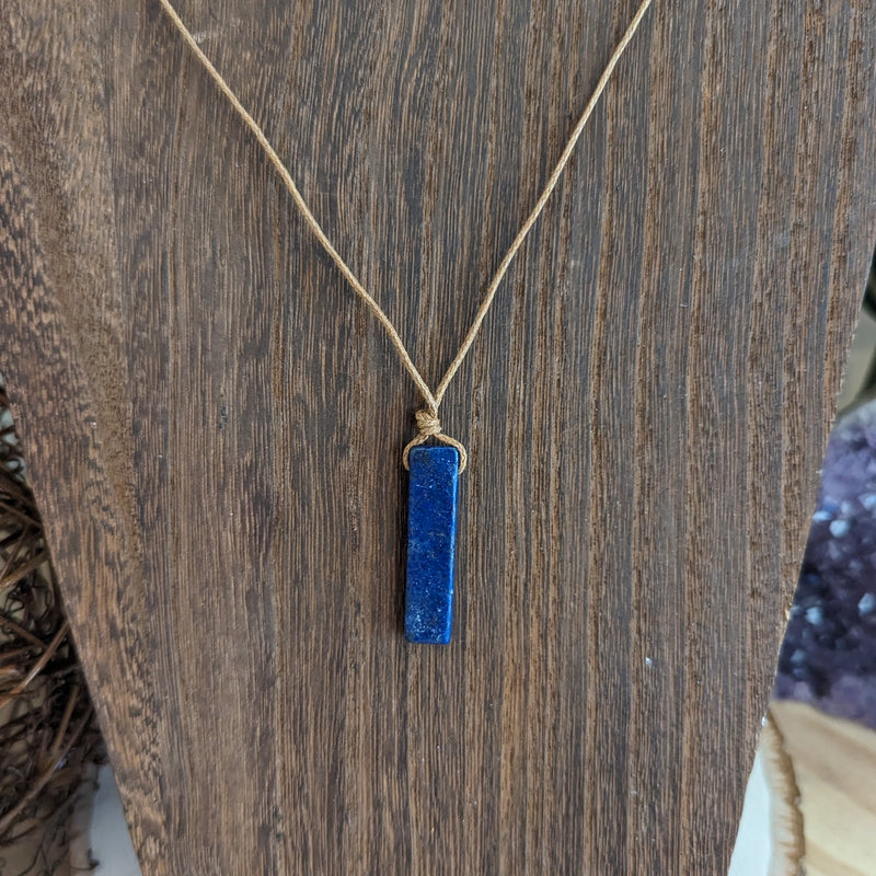Crystal Bar Necklace - Lapis Lazuli
